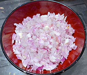 Chopped red onions