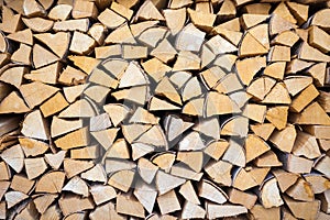 Chopped and stacked pile of wood