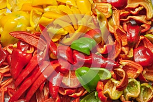 Chopped sweet peppers of different colors