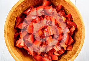 Chopped Tomatoes In Bowl