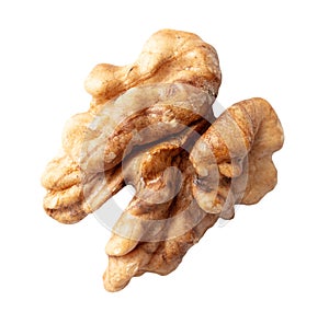 Chopped walnut isolated white background