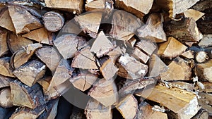 Chopped wood for fire on the winter