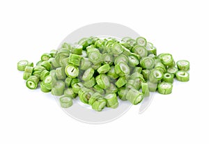 Chopped yard long bean isolated on white