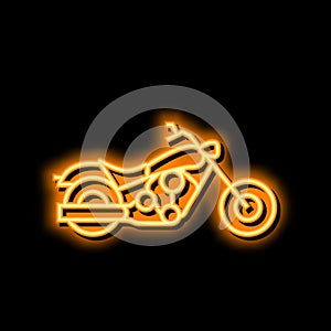 chopper motorcycle neon glow icon illustration