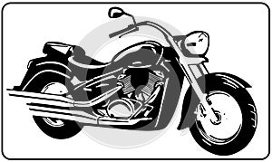 Chopper motorcycle white background black and white vector illustration.