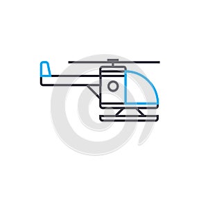 Chopper with skid vector thin line stroke icon. Chopper with skid outline illustration, linear sign, symbol concept. photo