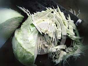 Chopping cabbage for coleslaw