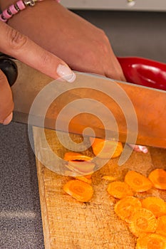 Chopping carrots