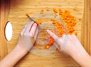 Chopping carrots