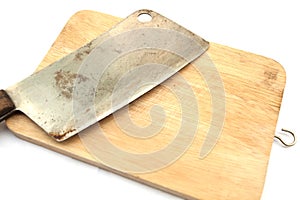 Chopping knife and empty cutting board