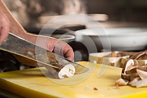 Chopping mushrooms