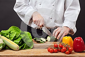 Chopping vegetables photo
