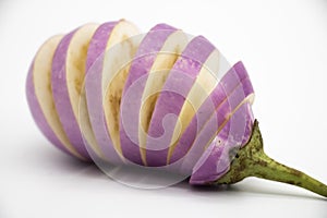 chops eggplant differently isolated on white background