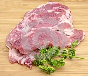 Chops raw pork