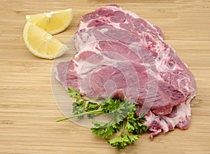 Chops raw pork