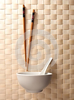 Chopstick and bowl photo