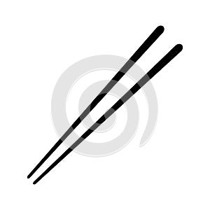 Chopstick icon. Stick for sushi. Wooden japanese and chinese sticks isolated on white background. Silhouette for china and japan