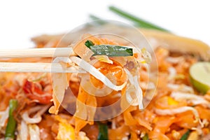 Chopstick and pad thai noodle