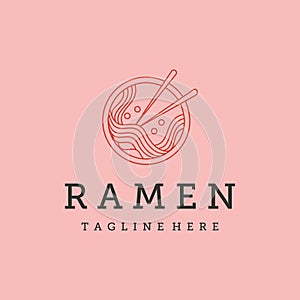 chopstick ramen line art logo