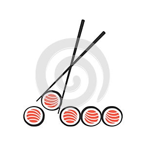 Chopstick and sushi logo