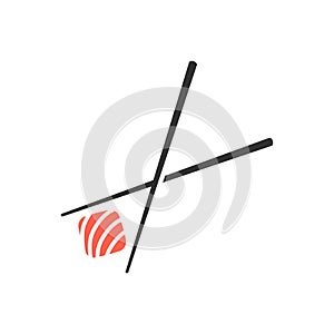 Chopstick and sushi logo