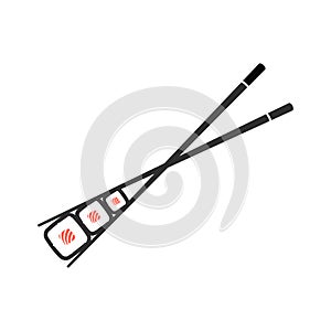 Chopstick and sushi logo