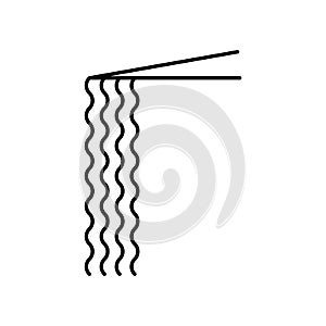 Chopsticks holding asian noodles vector icon