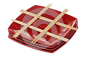 Chopsticks and plates