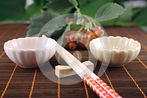 Chopsticks with two drinking bowl