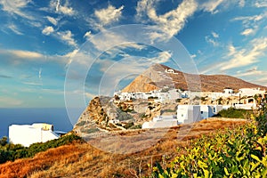 Chora of Folegandros island in Cyclades, Greece