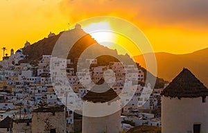 Chora town, Ios island, Cyclades, Aegean, Greece photo