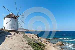 Chora village  Windmill  - Mykonos Cyclades island - Aegean sea - Greece