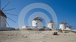 Chora village Windmills - Mykonos Cyclades island - Aegean sea - Greece