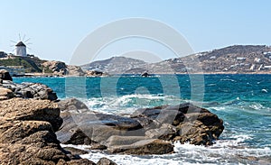 Chora village  Windmills  - Mykonos Cyclades island - Aegean sea - Greece