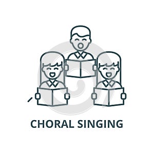 Choral singing line icon, vector. Choral singing outline sign, concept symbol, flat illustration