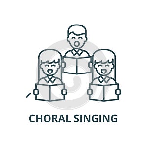 Choral singing vector line icon, linear concept, outline sign, symbol