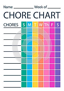 Chore chart colour template. photo