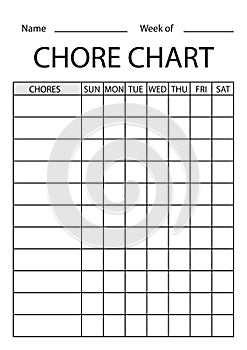 Chore chart template. photo