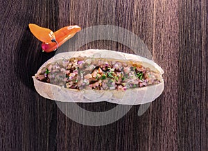 Choripan with chopped tamato capture one