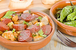 Chorizo & Bread and Padron Peppers Tapas photo