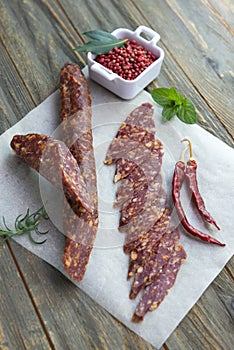 Chorizo cured sausage