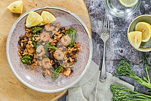 Chorizo and prawns rice