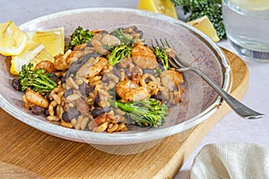 Chorizo and prawns rice