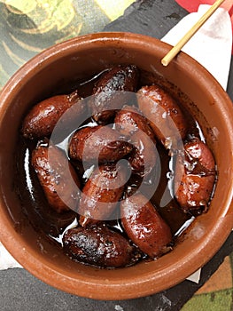 Chorizos, famous tasty spanish tapas