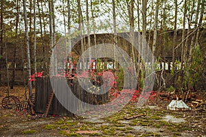 Chornobyl exclusion zone. Radioactive zone in Pripyat city - abandoned ghost town. Chernobyl history of catastrophe