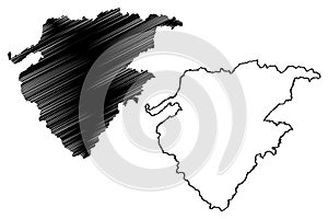 Choro municipality CearÃ¡ state, Municipalities of Brazil, Federative Republic of Brazil map vector illustration, scribble