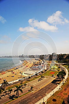 Chorrillos Peru-aerial view of beach-agua dulce dock in the Pacific Ocean photo