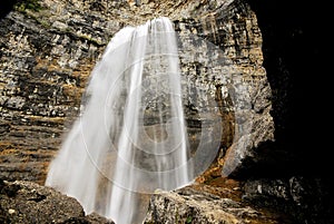 Big waterfall in Rio Mundo, Riopar, Albacete, Spain photo