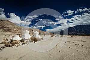 Chorten in Himalayas. Nubra valley, Ladakh, India