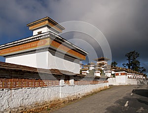 The 108 chortens on the Dochula Pass between Punakha and Thimpu